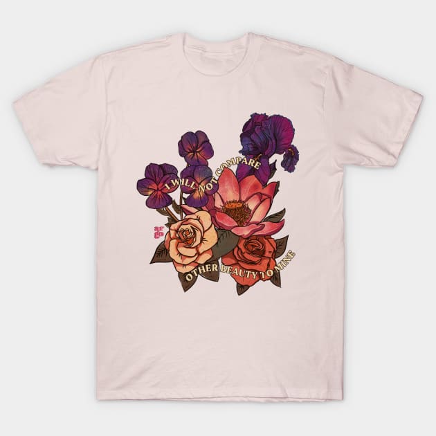 Roses Lotus Violet Iris T-Shirt by shopbyargo